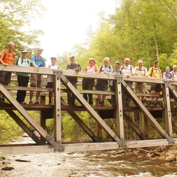 a group of people riding on top of a wooden fence