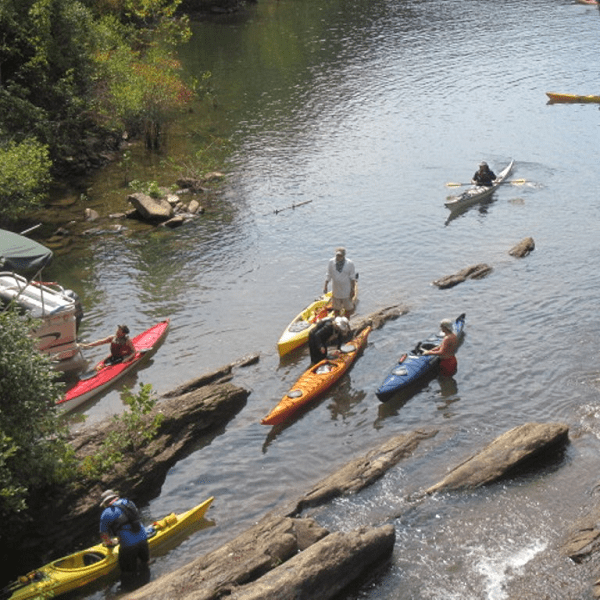 a group of people riding on the back of a boat in the water