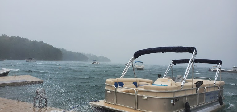 a small boat in a body of water