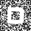 A black and white QR code against a white background.
